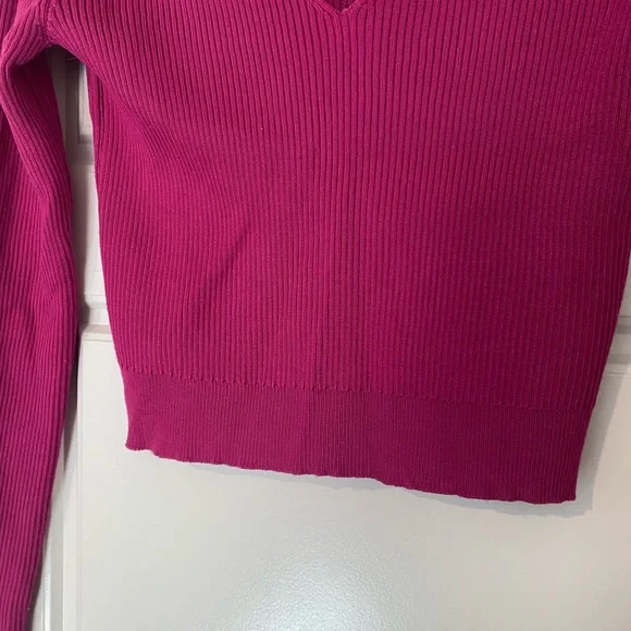 Pink Rose Women's Deep V-Neck Ribbed Knit Top - Pink - Picture 3 of 4